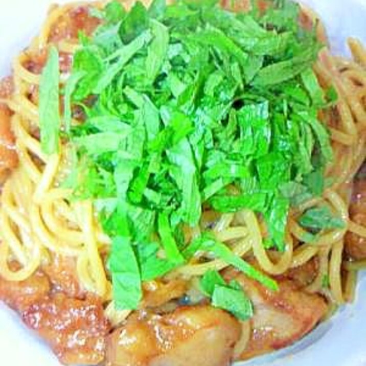 残った唐揚でぽん酢パスタ(*゜ε゜*）